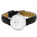 Daniel Wellington Classic Petite Sheffield White Dial Black Leather Strap Watch For Women - DW00100242 Authentic Buy Shop Now