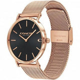 Coach Charles Black Dial Rose Gold Mesh Bracelet Watch for Men - 14602552 Authentic Buy Shop Now