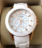 Fossil Ceramic Multifunction White Dial White Steel Strap Watch for Women - CE1006 Authentic Buy Shop Now