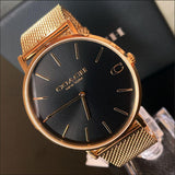 Coach Charles Black Dial Rose Gold Mesh Bracelet Watch for Men - 14602552 Authentic Buy Shop Now