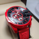 Diesel Mega Chief Chronograph Black Dial Red Rubber Strap Watch For Men - DZ4526 Authentic Buy Shop Now