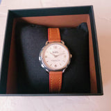 Coach Delancey Slim Cream Dial Brown Leather Strap Watch For Women - 14502789 Authentic Buy Shop Now