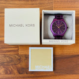 Michael Kors Slim Runway Quartz Purple Dial Purple Steel Strap Watch For Women - MK4507 Authentic Buy Shop Now