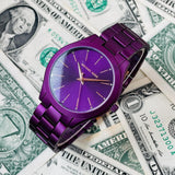 Michael Kors Slim Runway Quartz Purple Dial Purple Steel Strap Watch For Women - MK4507 Authentic Buy Shop Now