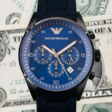 Emporio Armani Sportivo Chronograph Blue Dial Black Strap Watch For Men - AR5921 Authentic Buy Shop Now