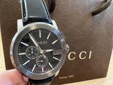 Gucci G Chrono Black Dial Black Leather Strap Watch For Men - YA101205 Authentic Buy Shop Now
