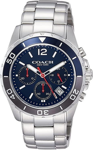 Coach Kent Chronograph Blue Dial Silver Steel Strap Watch for Men - 14602555 Authentic Buy Shop Now