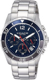Coach Kent Chronograph Blue Dial Silver Steel Strap Watch for Men - 14602555 Authentic Buy Shop Now