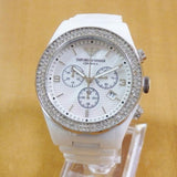 Emporio Armani Ceramica Chronograph White Dial White Ceramic Strap Watch For Women - AR1456 Authentic Buy Shop Now