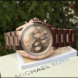 Michael Kors Bradshaw Chronograph Brown Dial Brown Steel Strap Watch For Women - MK6247 Authentic Buy Shop Now