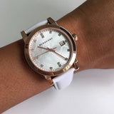 Burberry The City Diamonds White Dial White Leather Strap Watch for Women - BU9130 Authentic Buy Shop Now