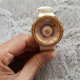 Versace V Metal Icon Gold Dial White & Gold Strap Watch for Women - VLC040014 Authentic Buy Shop Now