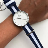 Daniel Wellington Classy Glasgow White Dial Two Tone Nylon Strap Watch For Women - DW00100082 Authentic Buy Shop Now