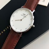 Daniel Wellington Classy St Mawes White Dial Brown Leather Strap Watch For Women - DW00100079 Authentic Buy Shop Now
