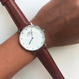 Daniel Wellington Classy St Mawes White Dial Brown Leather Strap Watch For Women - DW00100079 Authentic Buy Shop Now