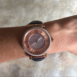 Michael Kors Catlin Rose Gold Crystal Dial Black Leather Strap Watch for Women - MK2376 Authentic Buy Shop Now