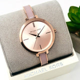 Michael Kors Jaryn Analog Gold Dial Pink Steel Strap Watch For Women - MK4343 Authentic Buy Shop Now