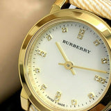 Burberry The City Diamonds Mother of Pearl Dial Brown Leather Strap Watch for Women - BU9226 Authentic Buy Shop Now