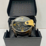 Diesel Uber Chief Two Hand Black Dial Black Leather Strap Watch For Men - DZ7377 Authentic Buy Shop Now