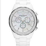 Emporio Armani Ceramica Chronograph White Dial White Ceramic Strap Watch For Women - AR1456 Authentic Buy Shop Now