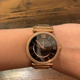 Michael Kors Catlin Black Diamonds Dial Rose Gold Steel Strap Watch for Women - MK3356 Authentic Buy Shop Now