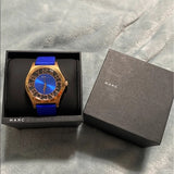 Marc Jacobs Henry Skeleton Blue Dial Blue Leather Strap Watch for Women - MBM1244 Authentic Buy Shop Now