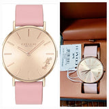 Coach Delancey Gold Dial Pink Leather Strap Watch for Women - 14503332 Authentic Buy Shop Now