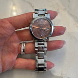 Burberry The City Diamonds Pink Dial Silver Steel Strap Watch for Women - BU9231 Authentic Buy Shop Now