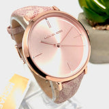 Michael Kors Jayne Three Hand Rose Gold Dial Pink Leather Strap Watch For Women - MK7130 Authentic Buy Shop Now