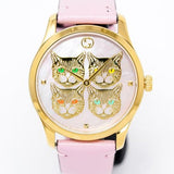 Gucci G Timeless Quartz Mother of Pearl Dial Pink Leather Strap Watch For Women - YA1264132 Authentic Buy Shop Now