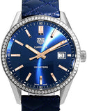 Tag Heuer Carrera Quartz Diamonds Blue Dial Blue Leather Strap Watch for Women - WAR1114.FC6391 Authentic Buy Shop Now