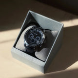 Guess Horizon Chronograph Quartz Black Dial Blue Leather Strap Watch For Men - W0380G3 Authentic Buy Shop Now