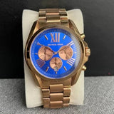 Michael Kors Bradshaw Quartz Blue Dial Rose Gold Steel Strap Watch For Women - MK5951