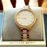 Michael Kors Slim Runway Crystals Gold Dial Gold Steel Strap Watch for Women - MK3632 Authentic Buy Shop Now