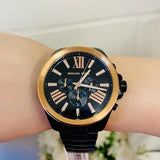 Michael Kors Wren Chronograph Black Dial Black Steel Strap Watch For Men - MK8933 Authentic Buy Shop Now