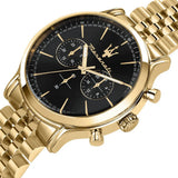 Maserati Epoca Chronograph Black Dial Gold Steel Strap Watch For Men - R8873618023 Authentic Buy Shop Now