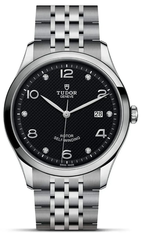 Tudor 1926 Automatic Diamonds Black Dial Silver Steel Strap Watch for Men - M91650-0004 Authentic Buy Shop Now