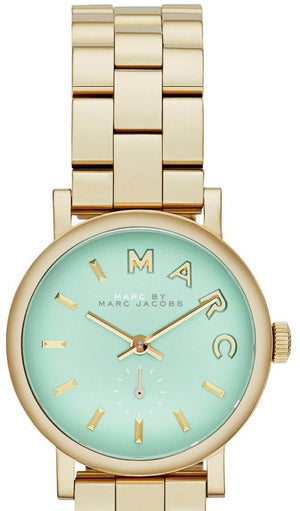 Marc Jacobs Baker Mint Green Dial Gold Steel Strap Watch for Women - MBM3284 Authentic Buy Shop Now