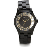 Marc Jacobs Henry Transparent Black Dial Black Steel Strap Watch for Women - MBM3255 Authentic Buy Shop Now