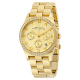 Marc Jacobs Henry Chronograph Gold Dial Gold Steel Strap Watch for Women - MBM3105 Authentic Buy Shop Now