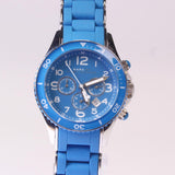 Marc Jacobs Rock Chronograph Blue Dial Blue Silicone Strap Watch for Women - MBM2575 Authentic Buy Shop Now
