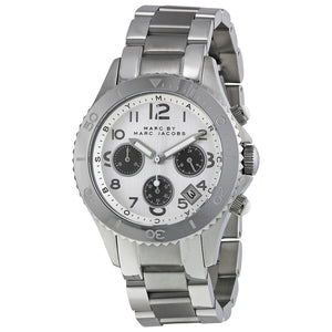 Marc Jacobs Marc Chronograph Silver Dial Silver Steel Strap Watch for Men - MBM3155 Authentic Buy Shop Now