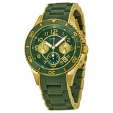 Marc Jacobs Rock Chronograph Green Dial Green Silicone Strap Watch for Women - MBM2597 Authentic Buy Shop Now