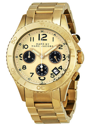 Marc Jacobs Rock Metal Chronograph Gold Dial Gold Steel Strap Watch for Men - MBM3158 Authentic Buy Shop Now
