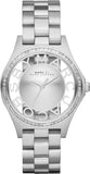 Marc Jacobs Henry Transparent Silver Dial Silver Steel Strap Watch for Women - MBM3337 Authentic Buy Shop Now