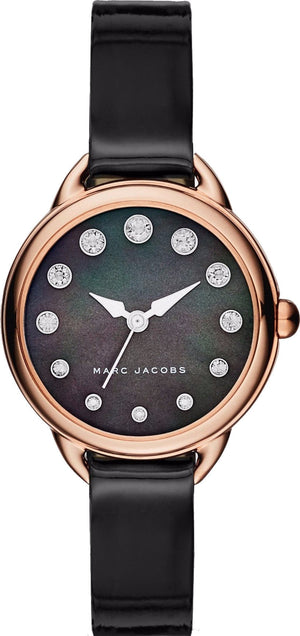 Marc Jacobs Betty Mother of Pearl Black Dial Black Leather Strap Watch for Women - MJ1513 Authentic Buy Shop Now