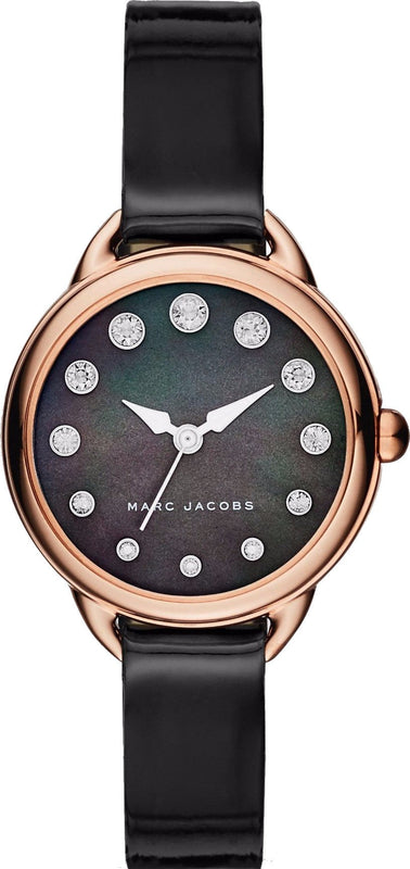 Marc Jacobs Betty Mother of Pearl Black Dial Black Leather Strap Watch for Women - MJ1513 Authentic Buy Shop Now