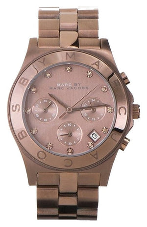 Marc Jacobs Blade Chronograph Brown Dial Brown Steel Strap Watch for Women - MBM3121 Authentic Buy Shop Now
