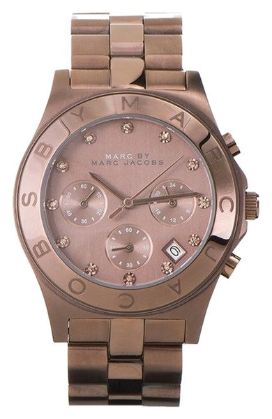 Marc Jacobs Blade Chronograph Brown Dial Brown Steel Strap Watch for Women - MBM3121 Authentic Buy Shop Now