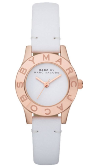 Marc Jacobs Mini Blade White Dial White Leather Strap Watch for Women - MBM1207 Authentic Buy Shop Now